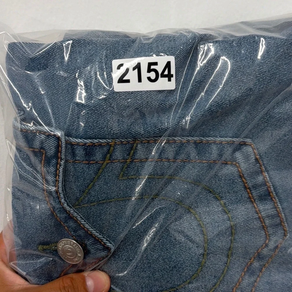 True Religion Rocco Relaxed Skinny Denim Shorts Mens 38 Blue Medium Wash Stretch